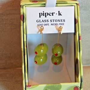Piper Gold and Green Glass Earrings